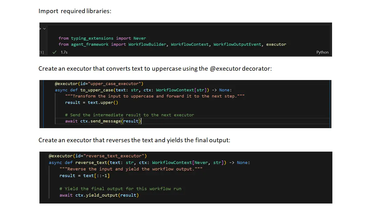 create a sequential workflow using microsoft agent framework